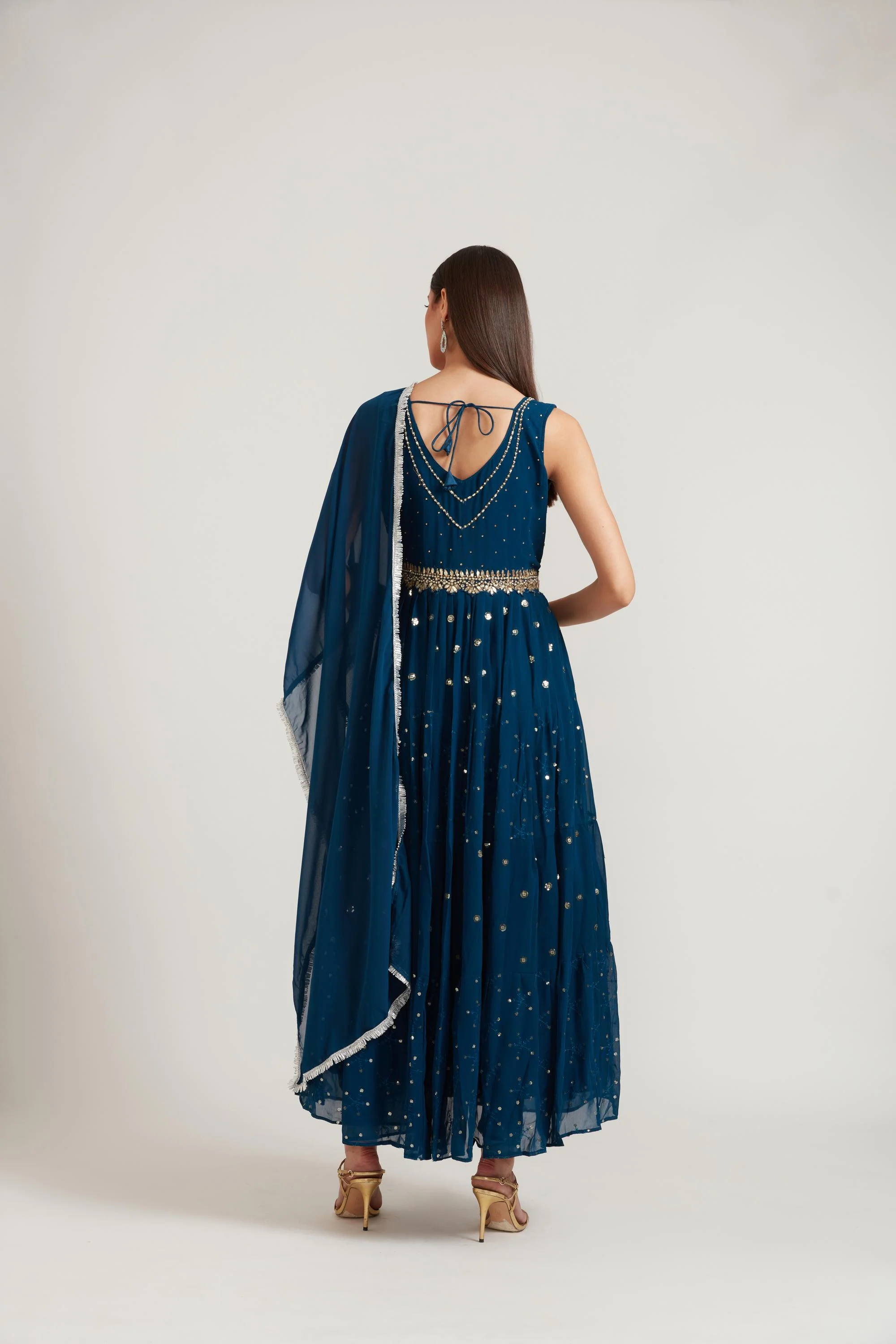 Neerus Peacock Color Georgette Fabric Anarkali Suit - Image 5
