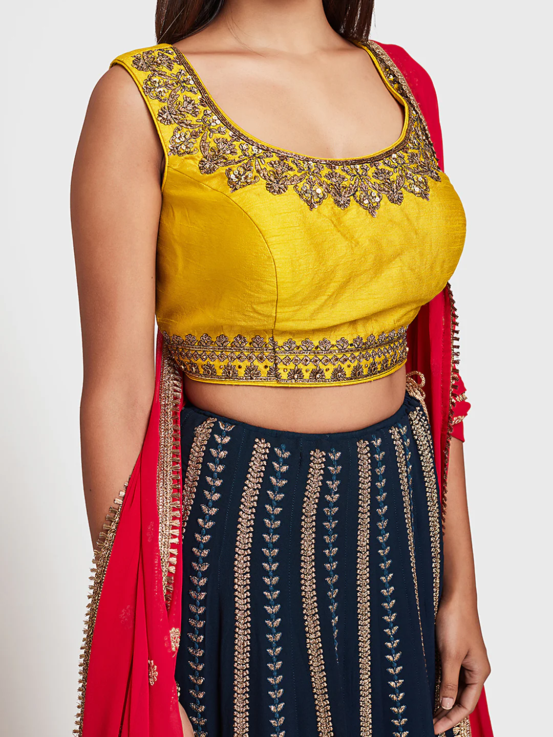Neerus Peacock Color Georgette Fabric Ghagra Set - Image 3