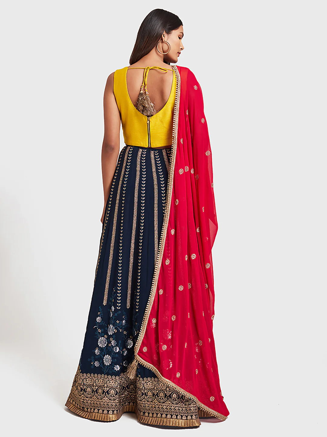 Neerus Peacock Color Georgette Fabric Ghagra Set - Image 4