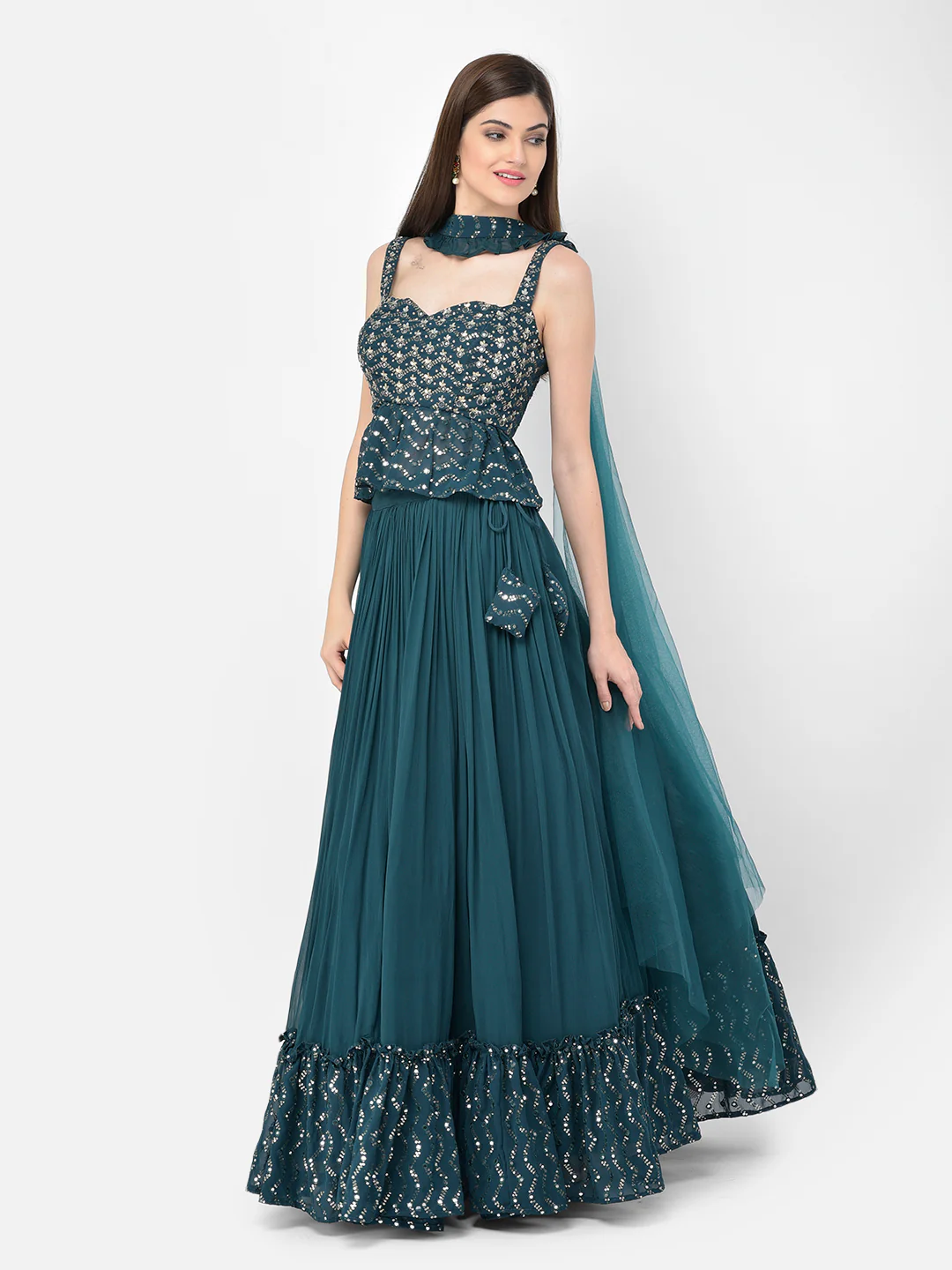 Neerus Peacock Color Georgette Fabric Lehenga Choli - Image 3