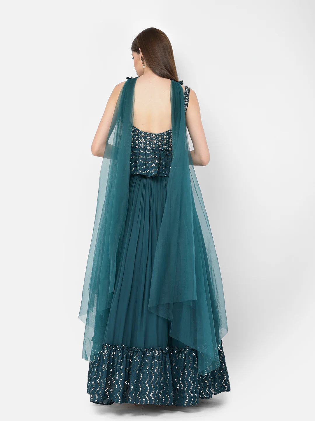 Neerus Peacock Color Georgette Fabric Lehenga Choli - Image 5
