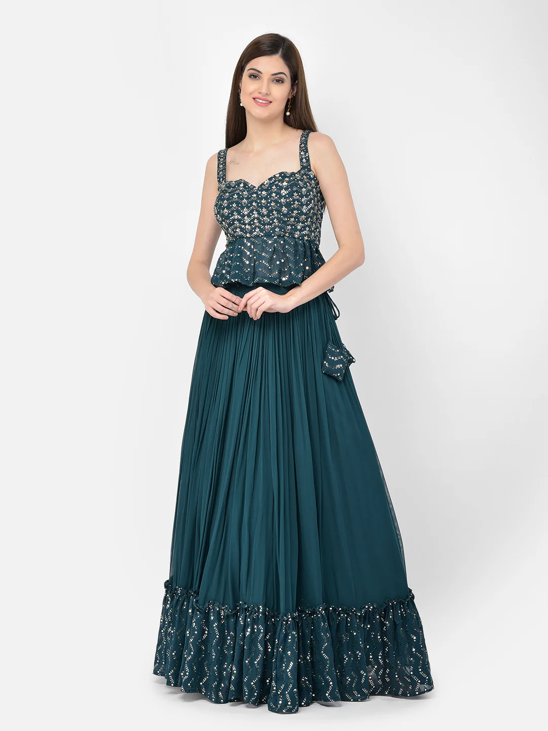 Neerus Peacock Color Georgette Fabric Lehenga Choli - Image 9