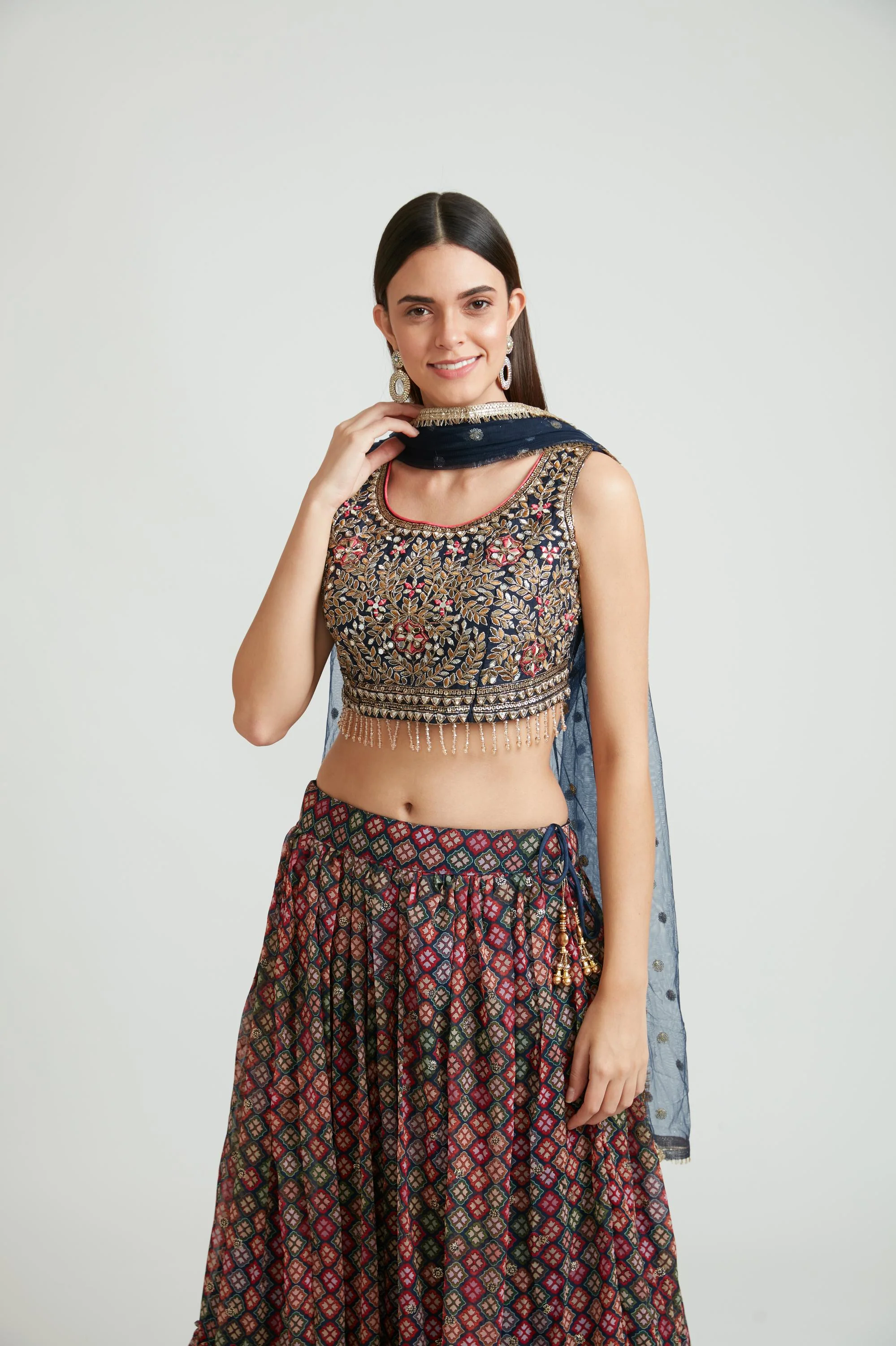 Neerus Peacock Color Georgette Fabric Lehenga Choli Set - Image 3