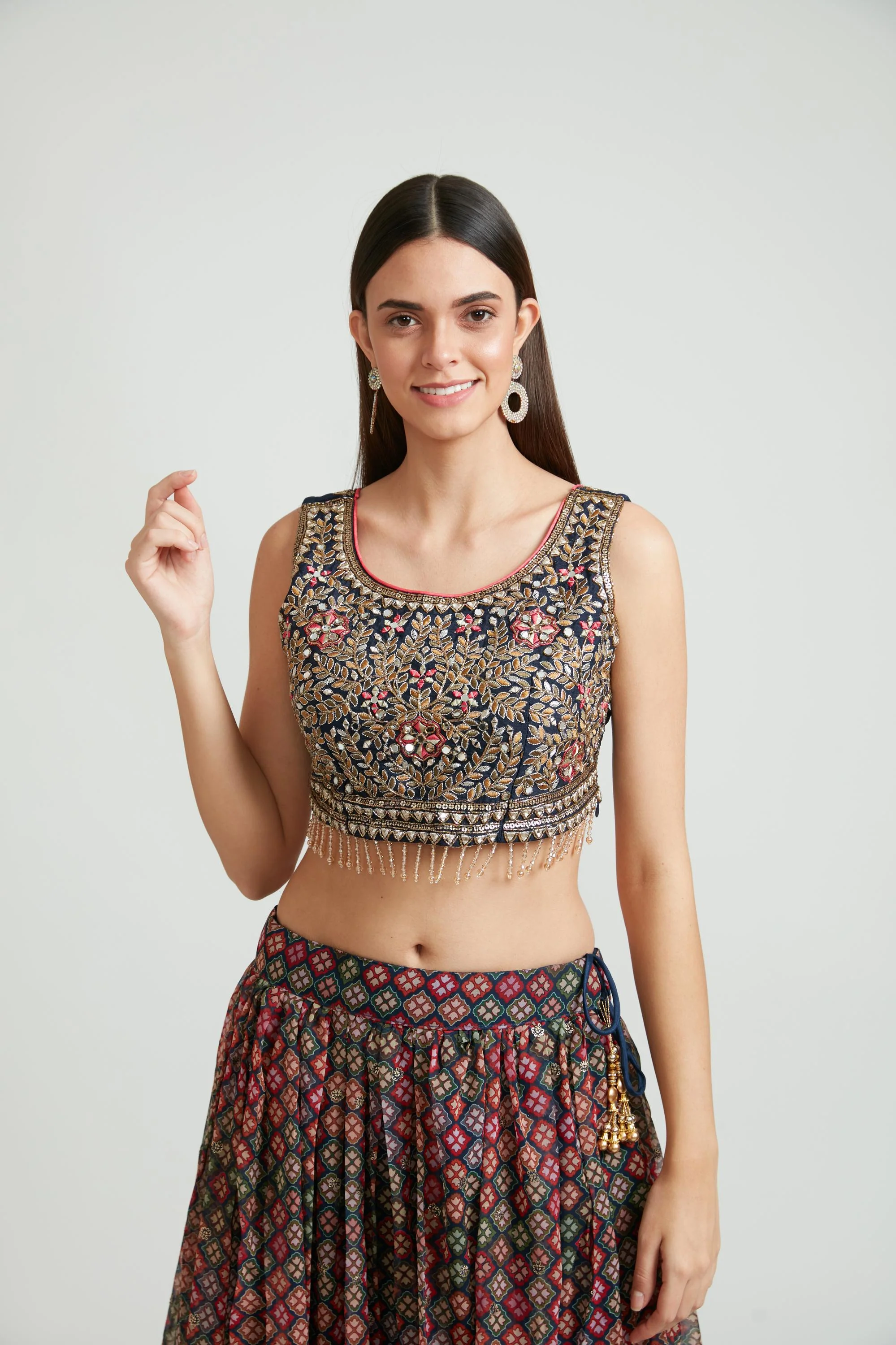 Neerus Peacock Color Georgette Fabric Lehenga Choli Set - Image 4