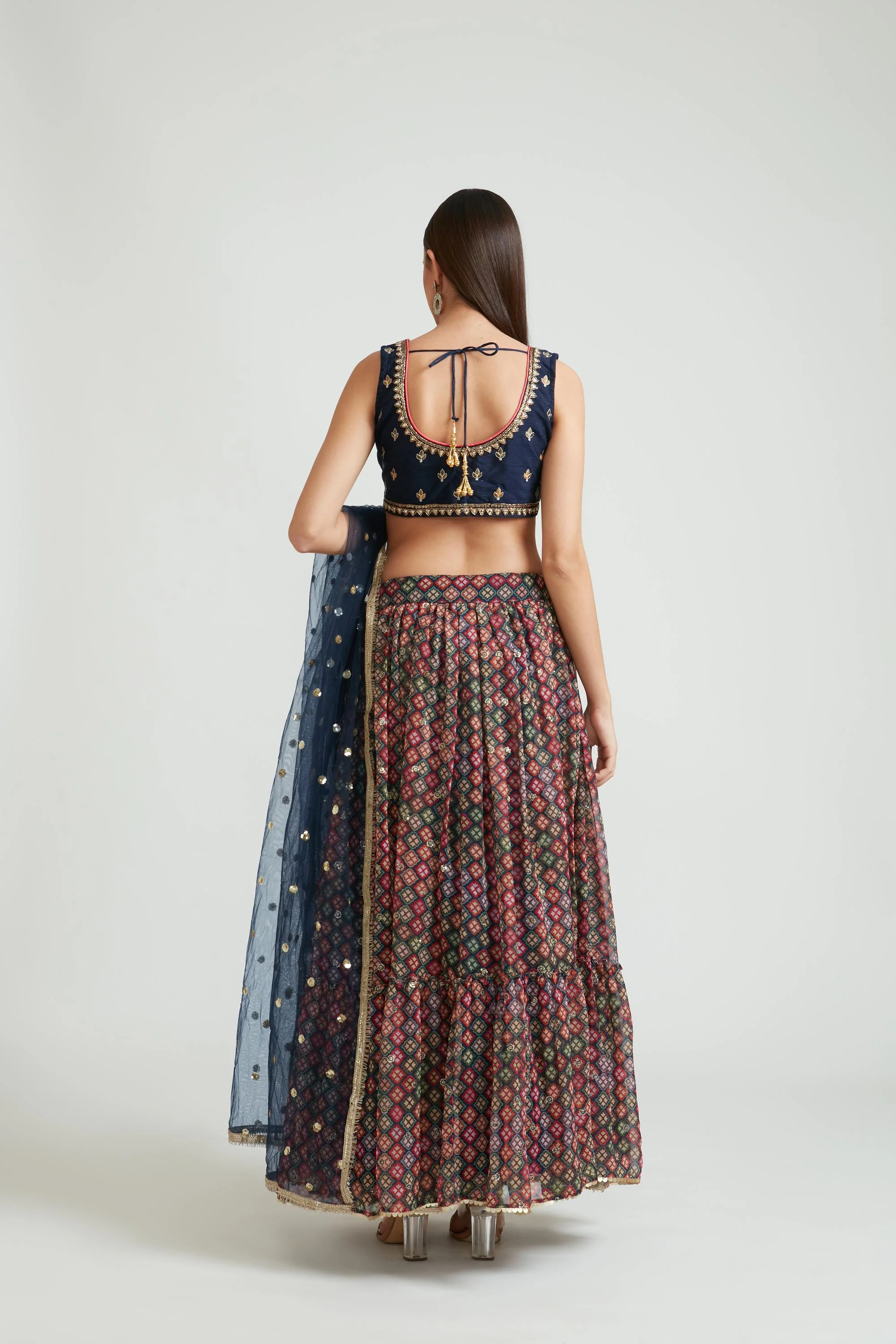 Neerus Peacock Color Georgette Fabric Lehenga Choli Set - Image 6