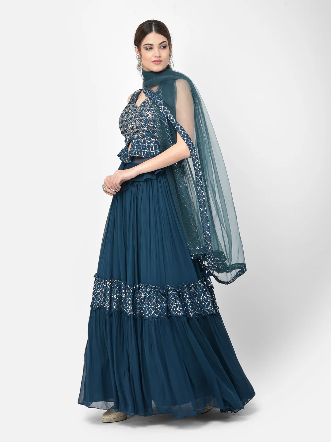 Neerus Peacock Color Georgette Fabric Salwar Kameez - Image 10