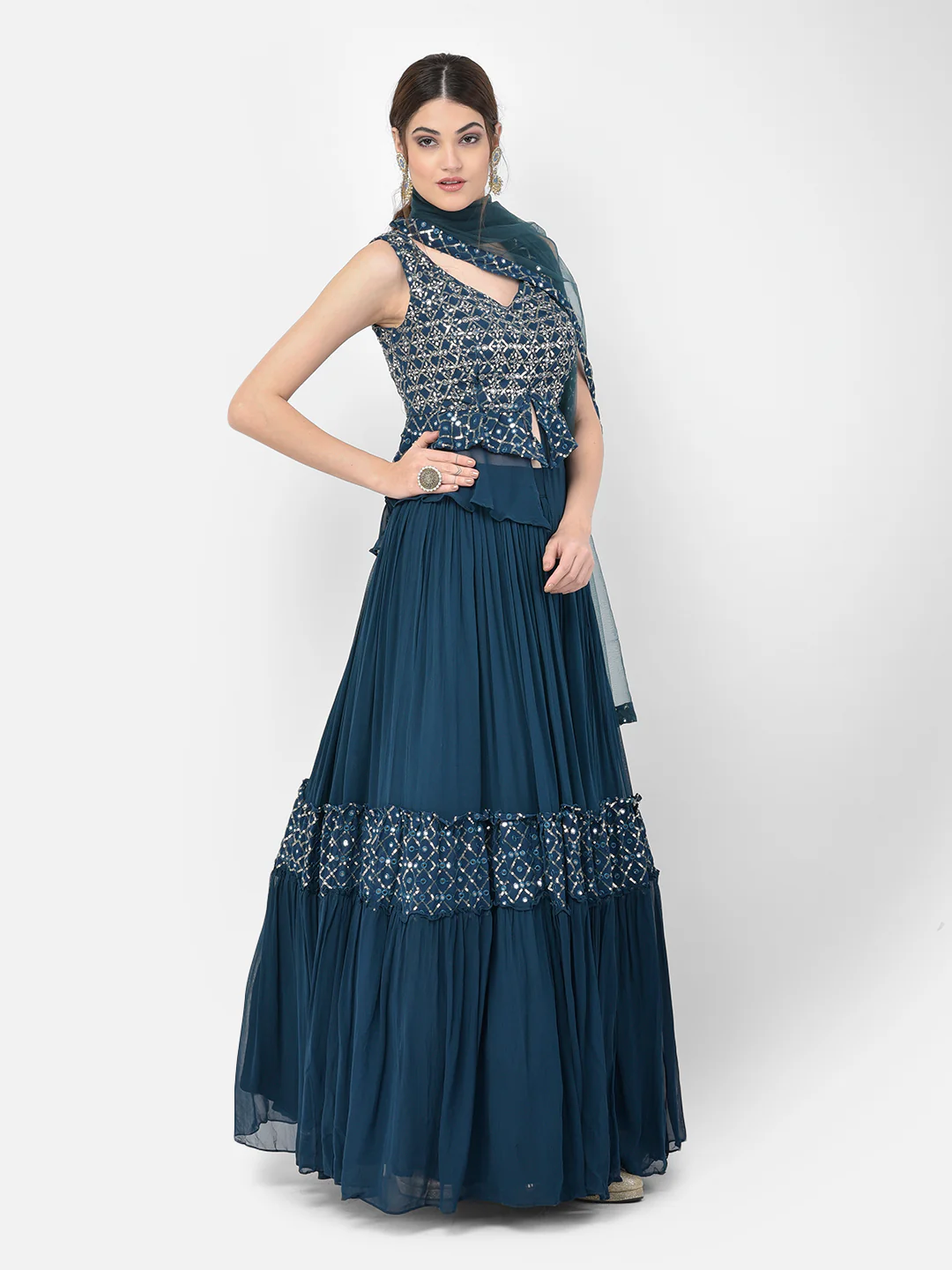 Neerus Peacock Color Georgette Fabric Salwar Kameez - Image 11