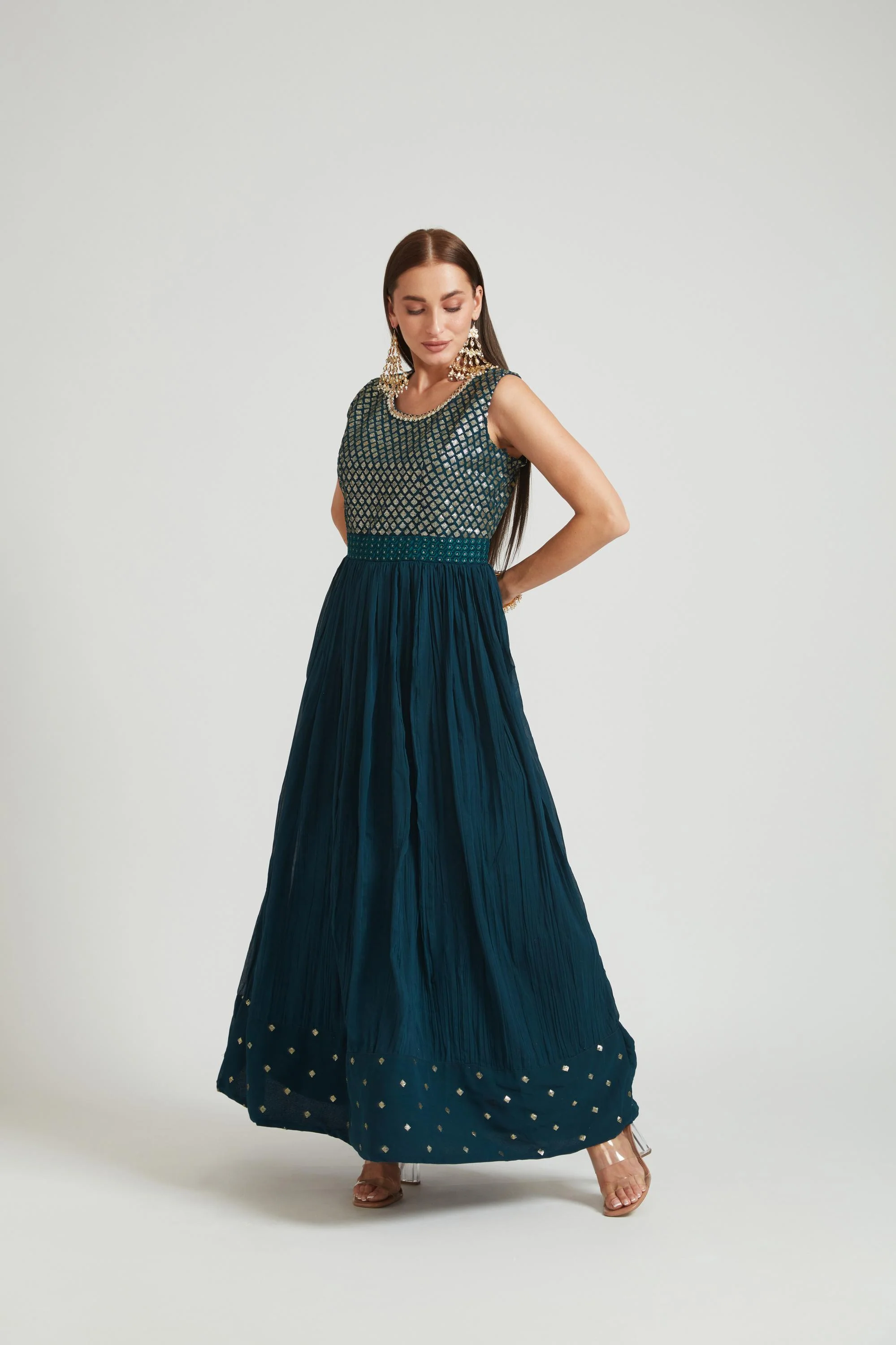 Neerus Peacock Color Georgette Fabric Salwar Kameez - Image 4