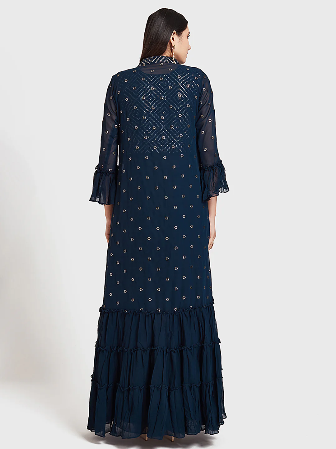 Neerus Peacock Color Georgette Fabric Suit-Fusion - Image 4