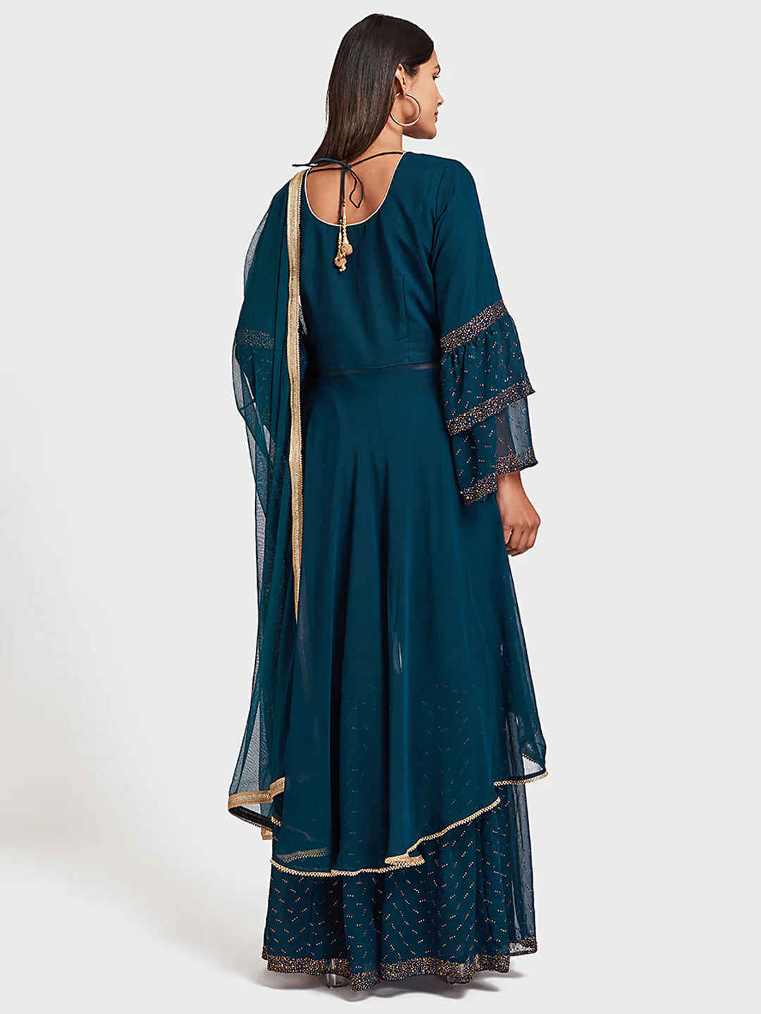 Neerus Peacock Color Georgette Fabric Suit-Gharara - Image 3