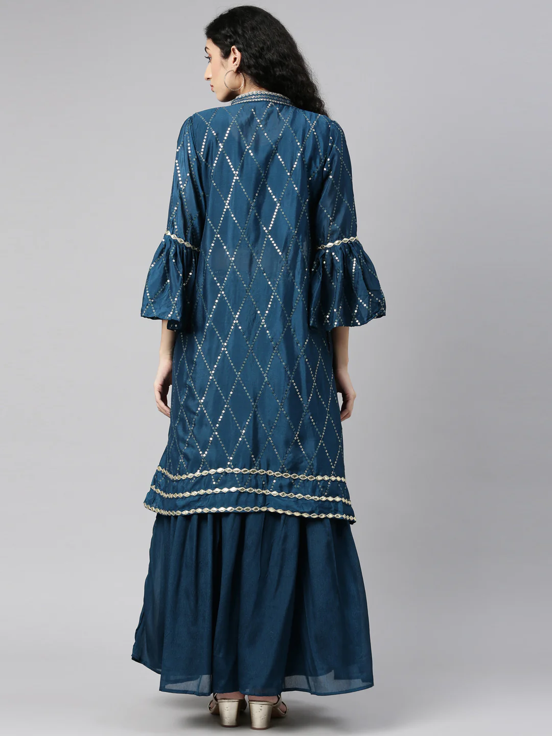 Neerus Peacock Color Georgette Fabric Suit Set - Image 10