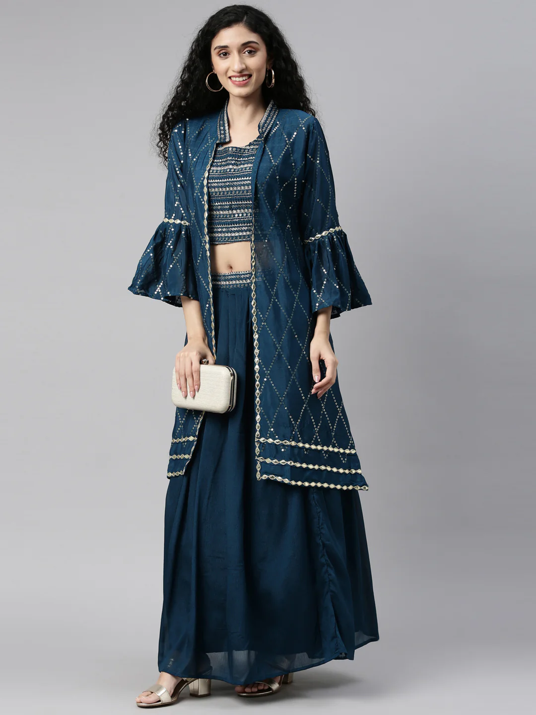 Neerus Peacock Color Georgette Fabric Suit Set - Image 11