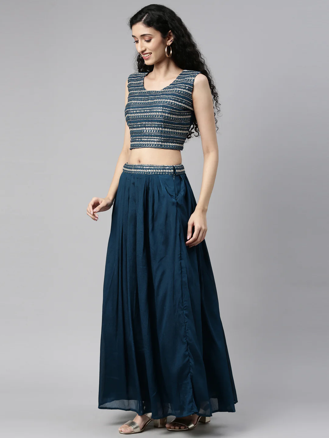 Neerus Peacock Color Georgette Fabric Suit Set - Image 19