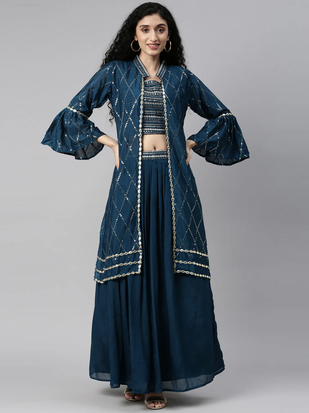 Neerus Peacock Color Georgette Fabric Suit Set - Image 23