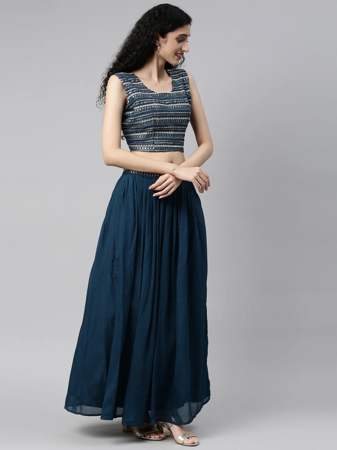 Neerus Peacock Color Georgette Fabric Suit Set - Image 31