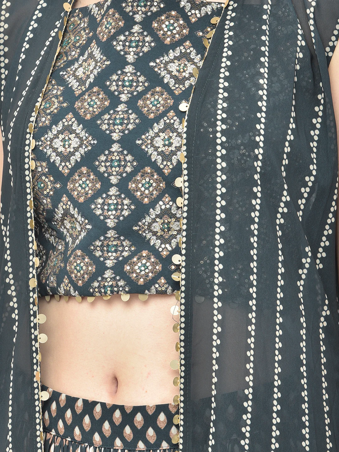 Neerus Peacock Color Georgette Fabric Suit Set - Image 3