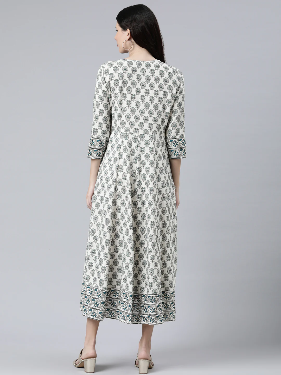 Neerus Peacock Color Rayon Fabric Kurta - Image 3