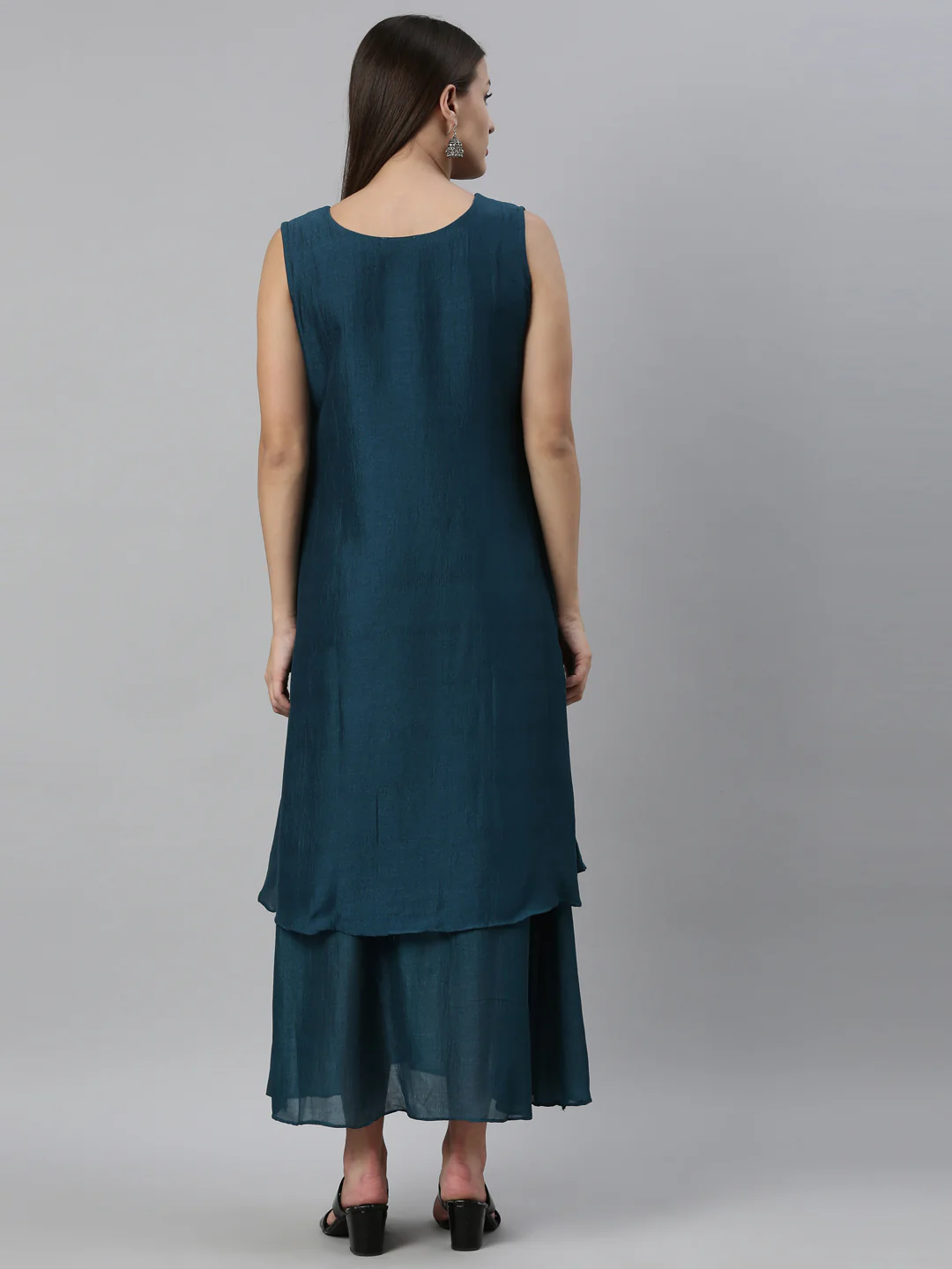 Neerus Peacock Color Silk Fabric Kurta - Image 5