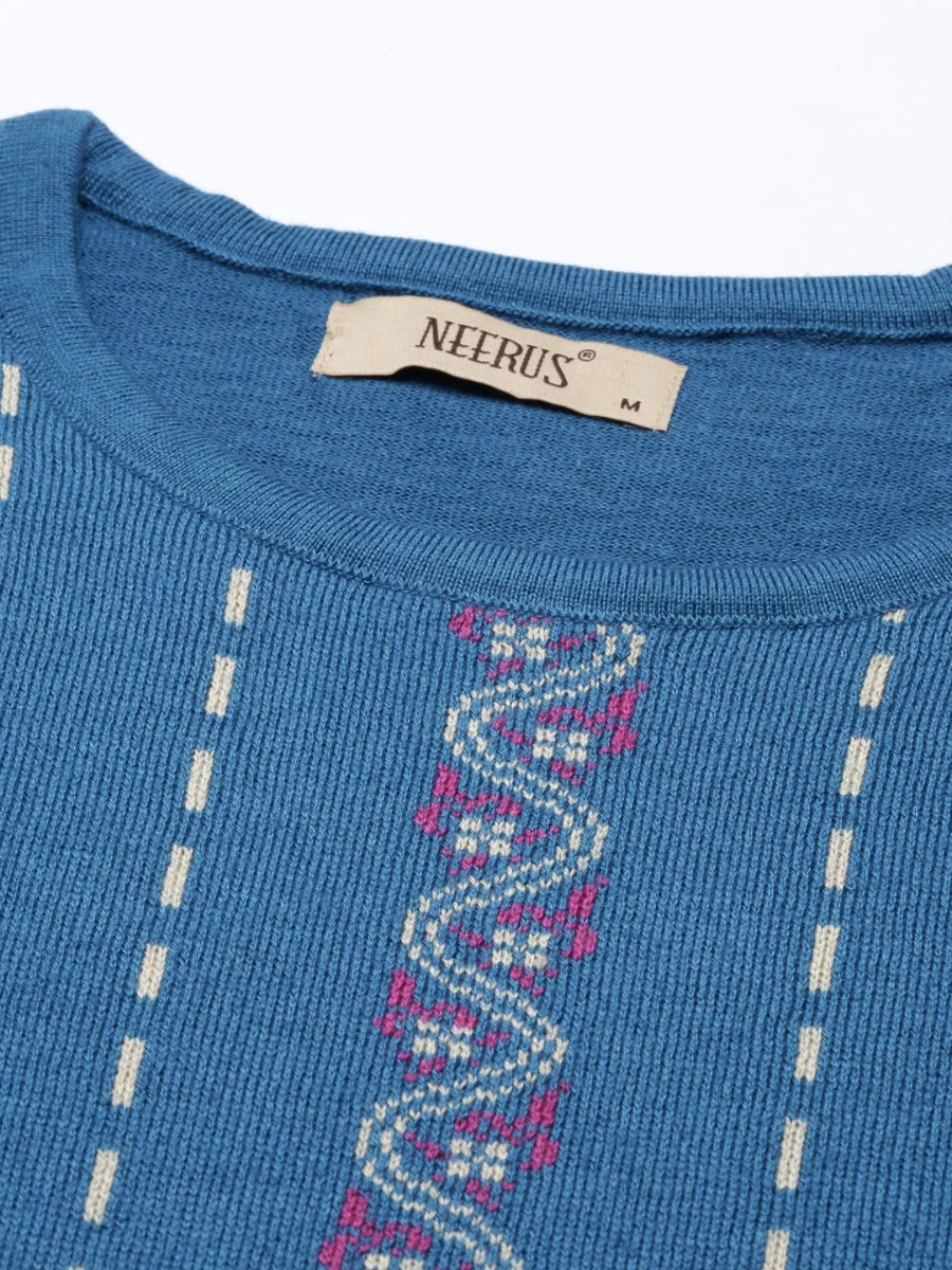 Neerus Peacock Color Winter Wear Kurtha - Image 5