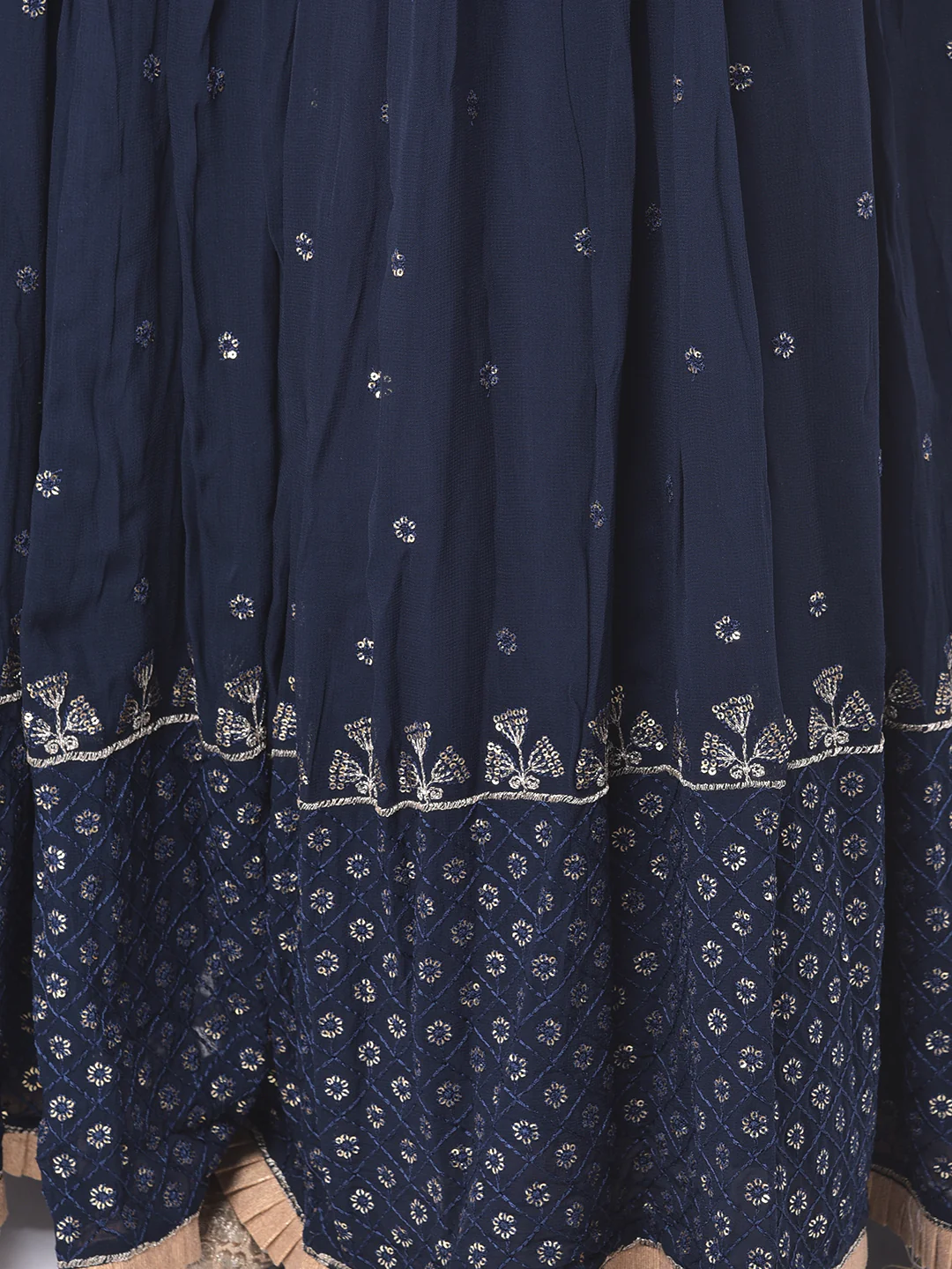 Neerus Pink & Blue Embellished Lehenga Set - Image 7