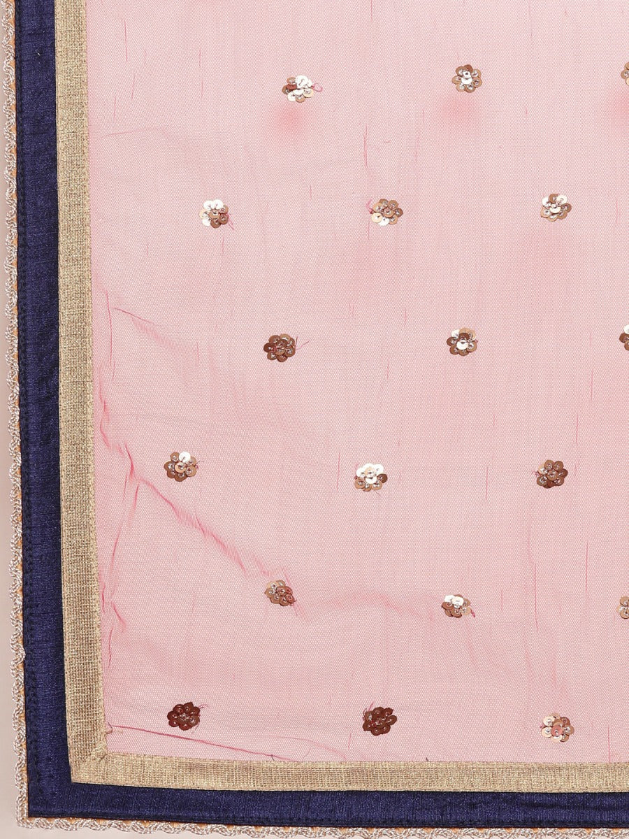 Neerus Pink & Blue Embellished Lehenga Set - Image 6