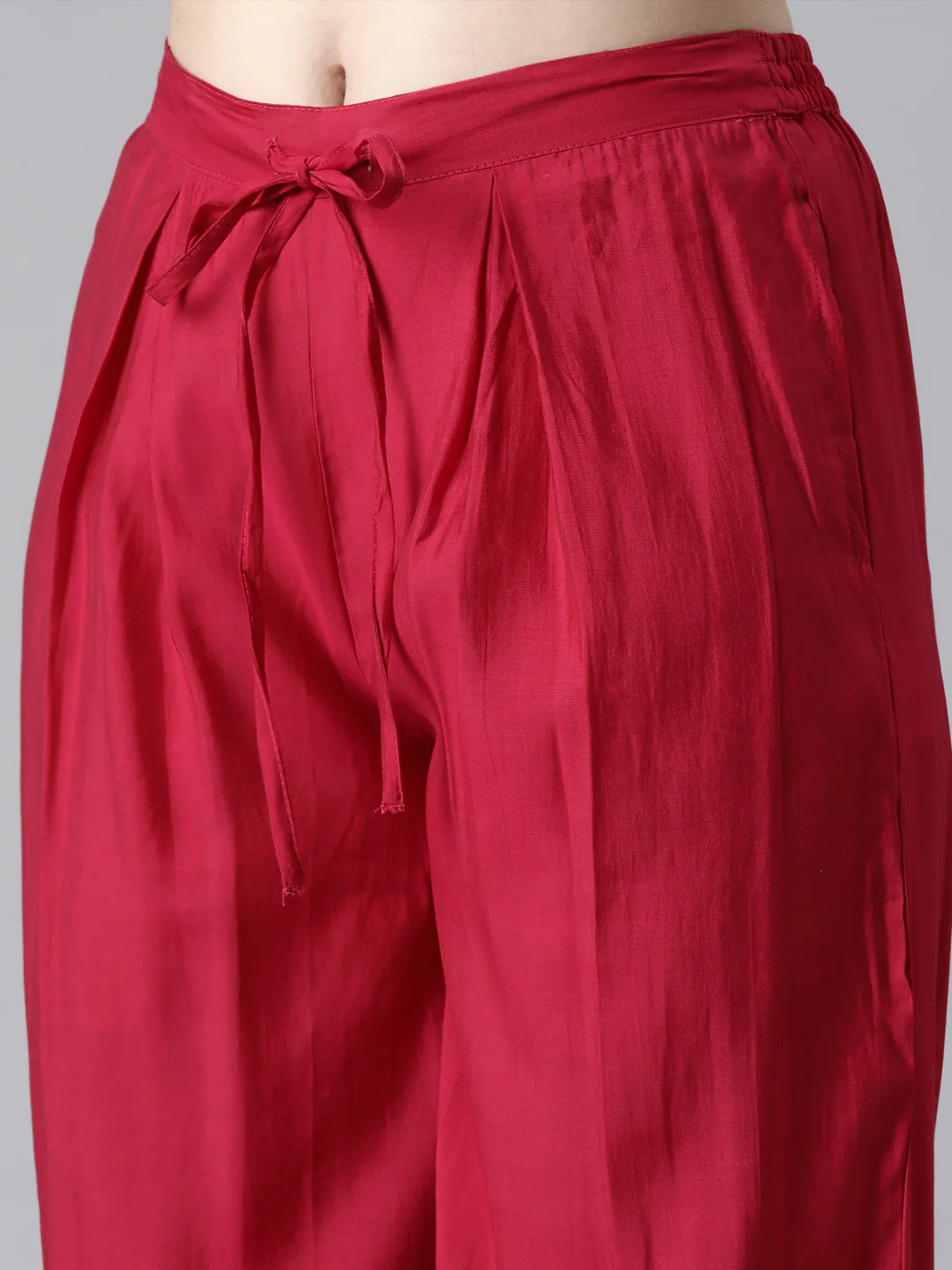Neerus Pink Casual Bandhani Straight Kurta and Trousers With Dupatta - Image 7