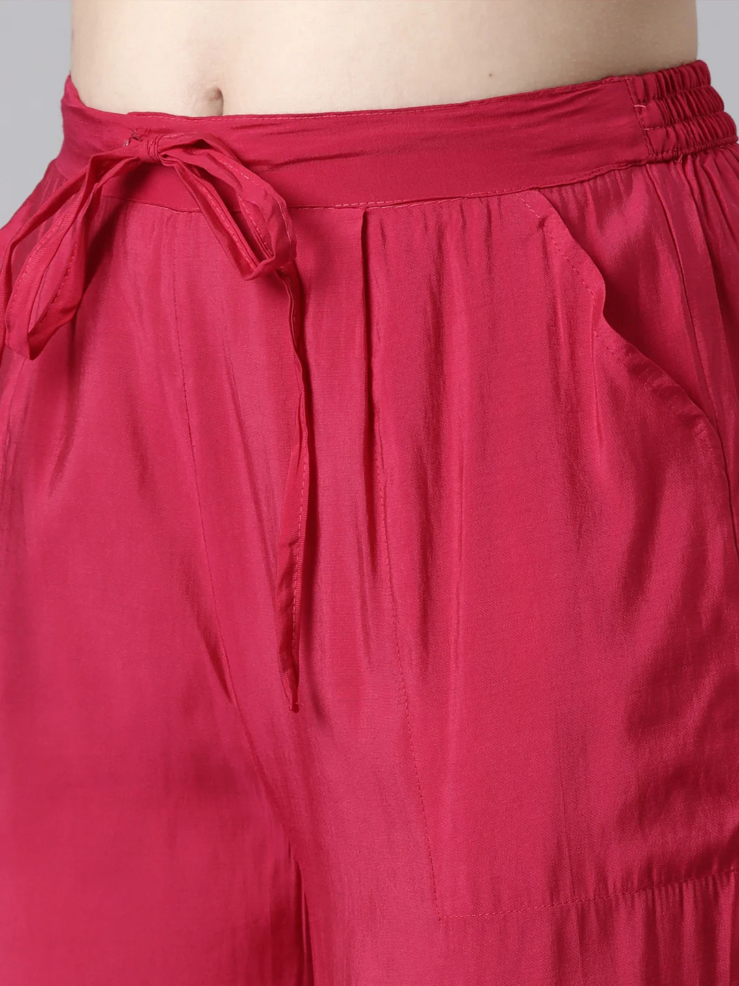 Neerus Pink Casual Ethnic Motifs Straight Kurta and Trousers With Dupatta - Image 7