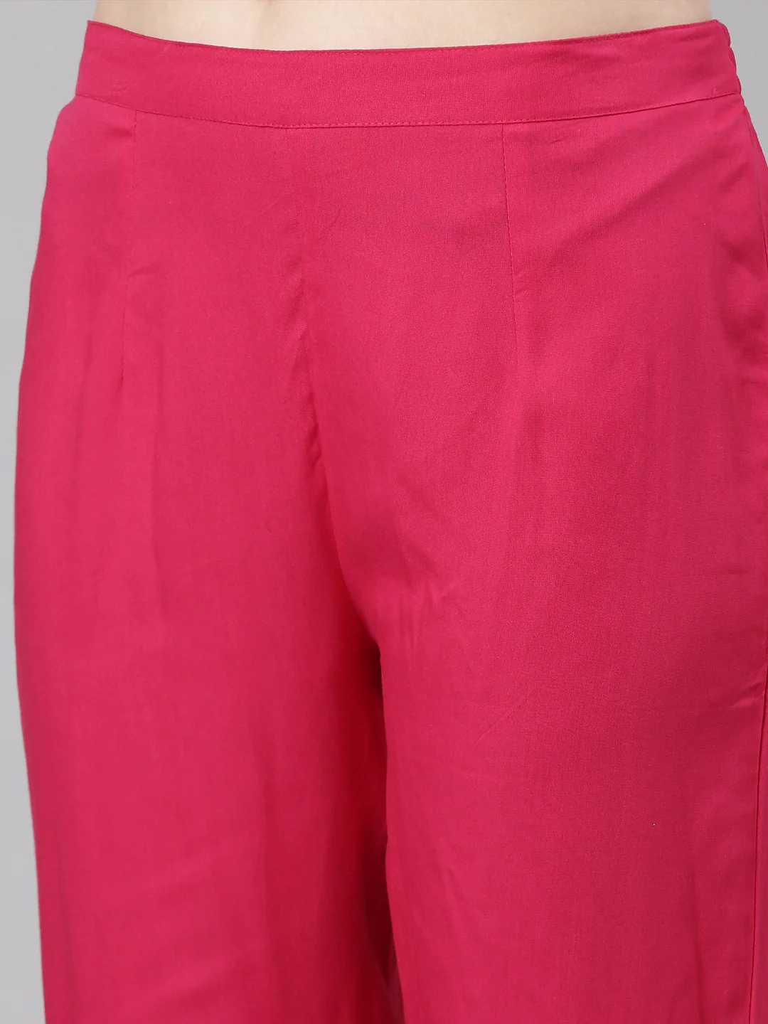 Neerus Pink Casual Solid Anarkali Kurta and Trousers With Dupatta - Image 7