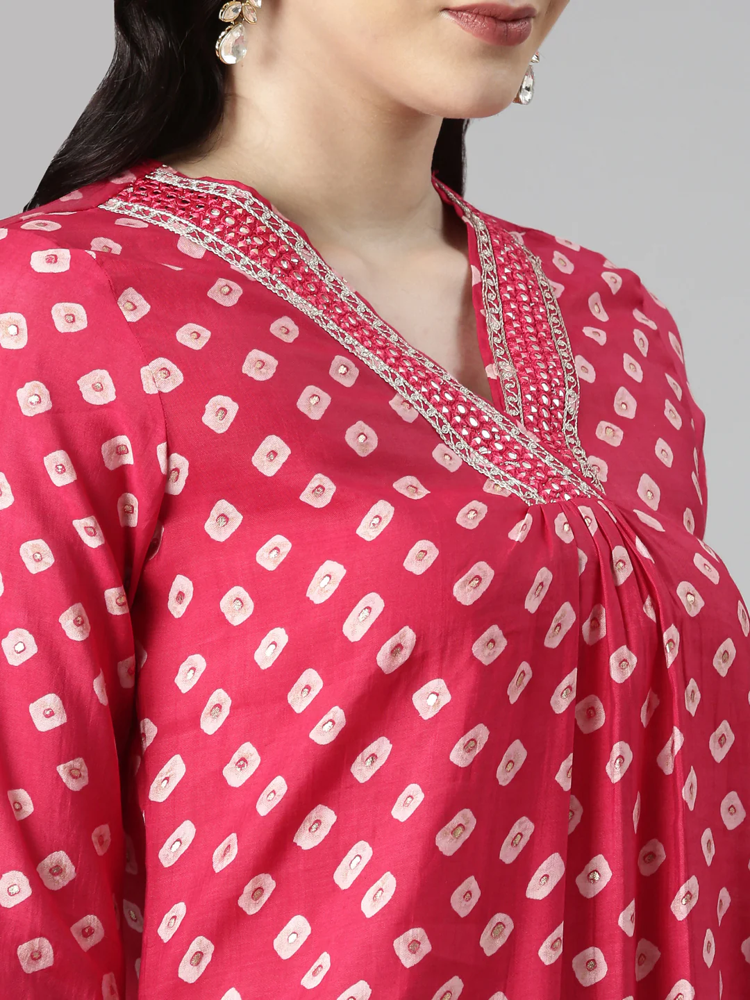 Neerus Pink Casual Solid Straight Kurta - Image 5