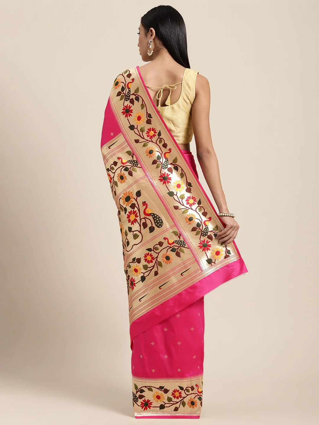 Neerus Pink Color Banaras Fabric Saree - Image 2
