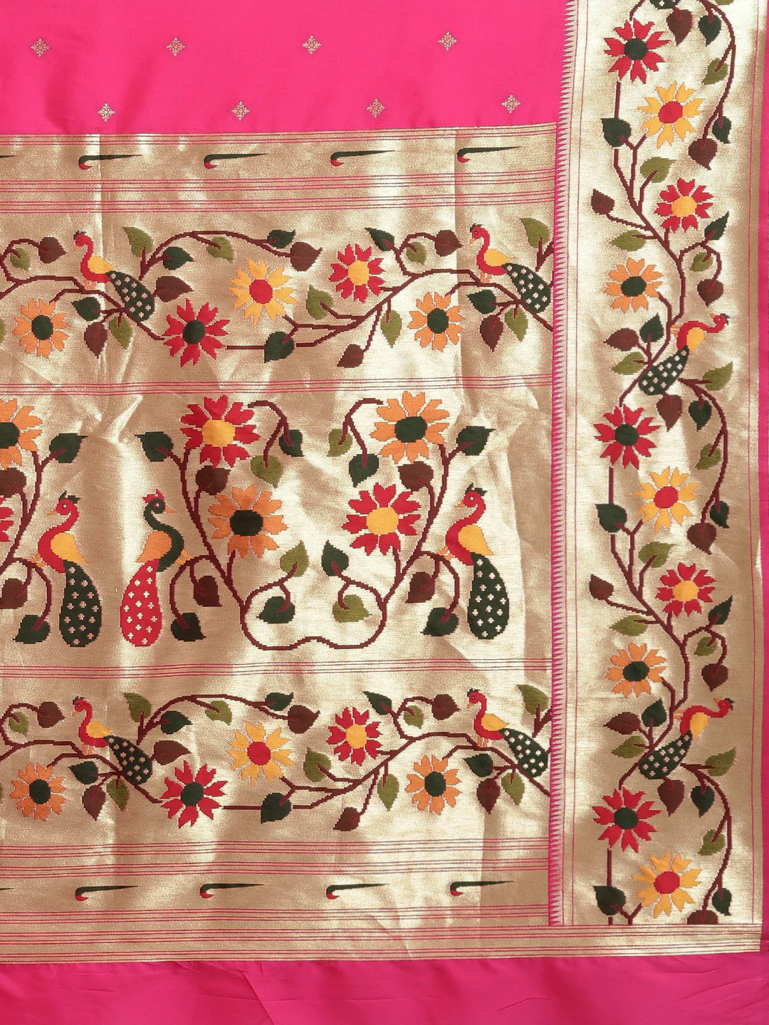 Neerus Pink Color Banaras Fabric Saree - Image 4