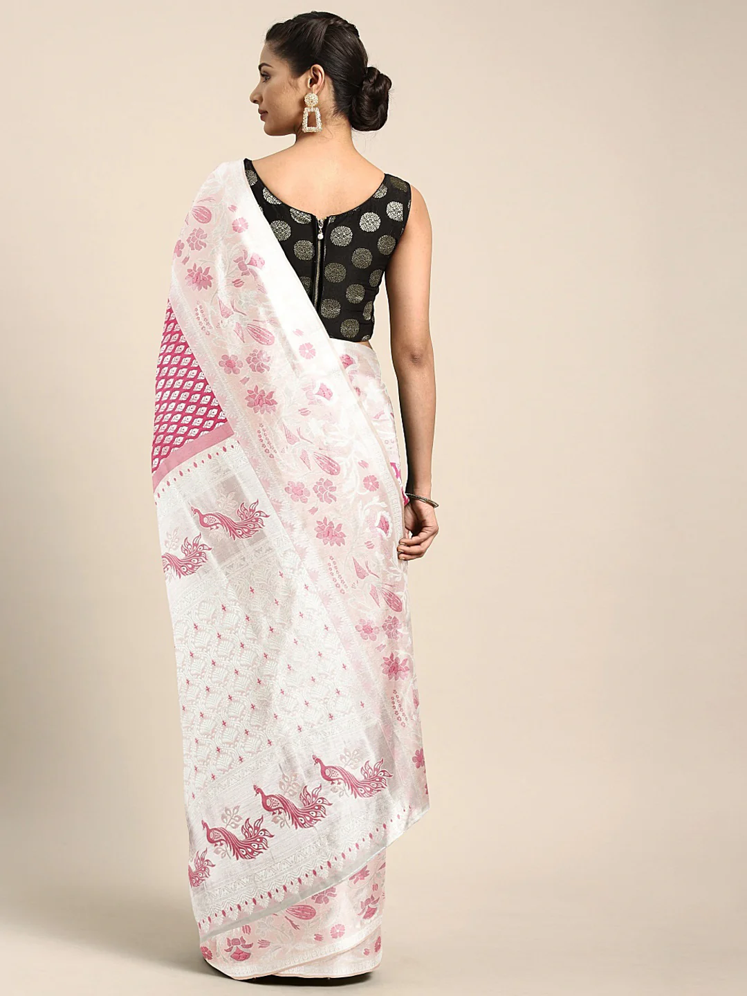 Neerus Pink Color Banaras Fabric Saree - Image 2