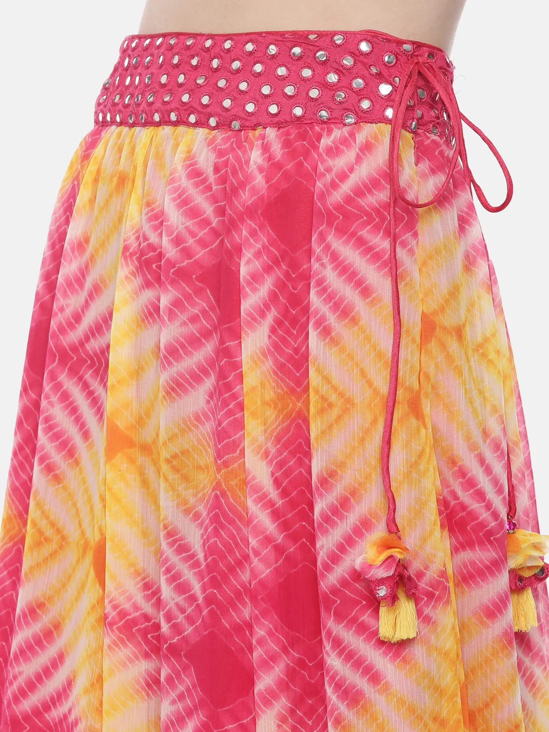 Neerus Pink Color Chiffon Fabric Ghagra Set - Image 8