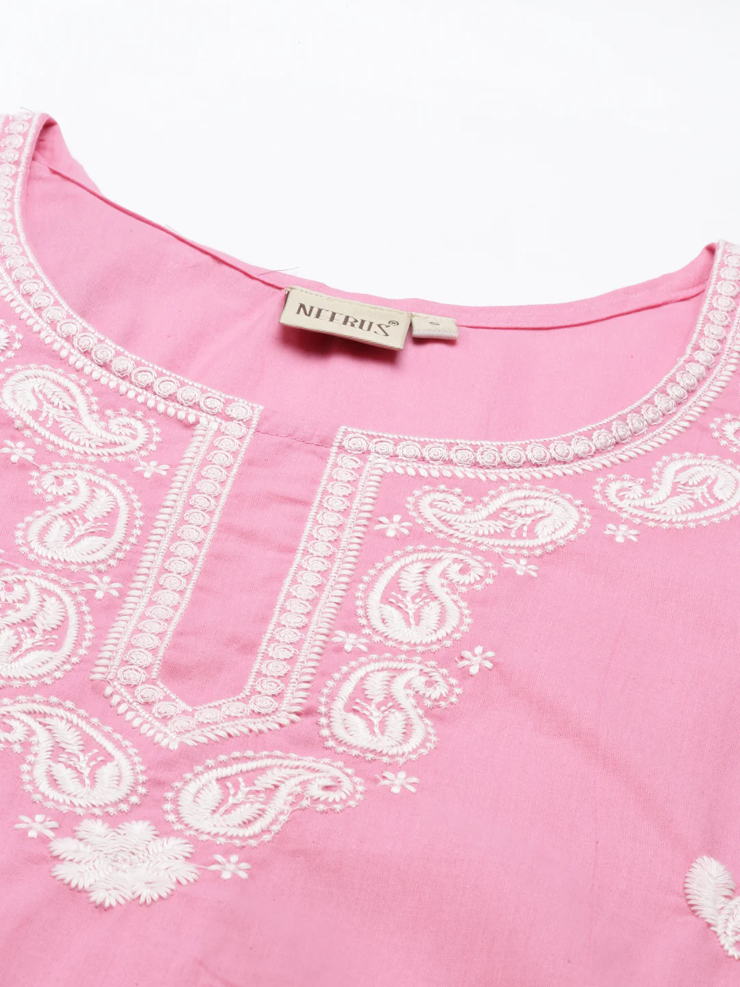 Neerus Pink Color Cotton Fabric Kurta - Image 2
