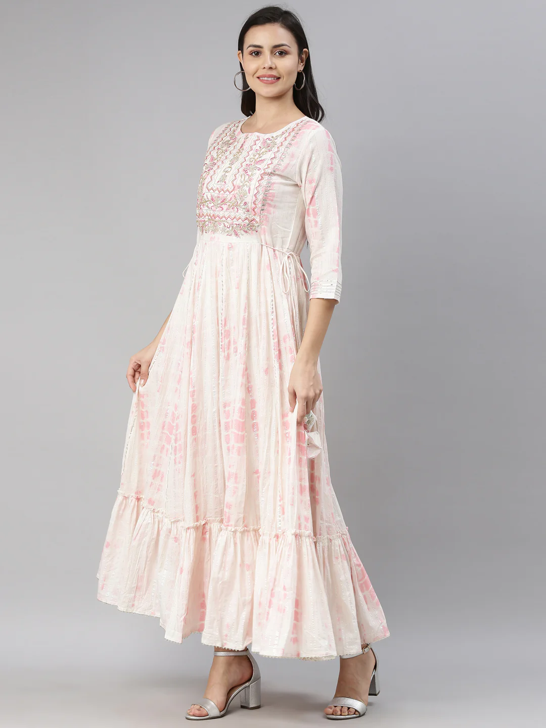 Neerus Pink Color Cotton Fabric Kurta - Image 3