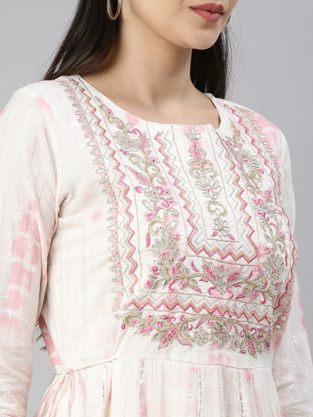 Neerus Pink Color Cotton Fabric Kurta - Image 8