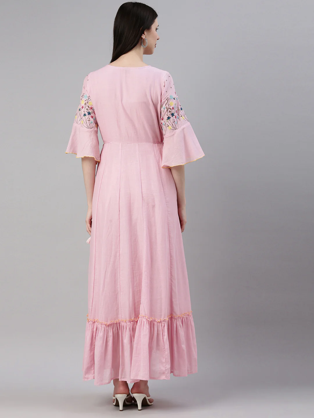 Neerus Pink Color Cotton Fabric Kurta - Image 5