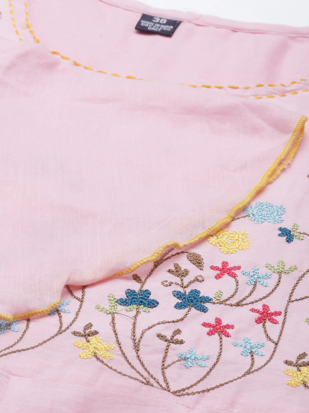 Neerus Pink Color Cotton Fabric Kurta - Image 7