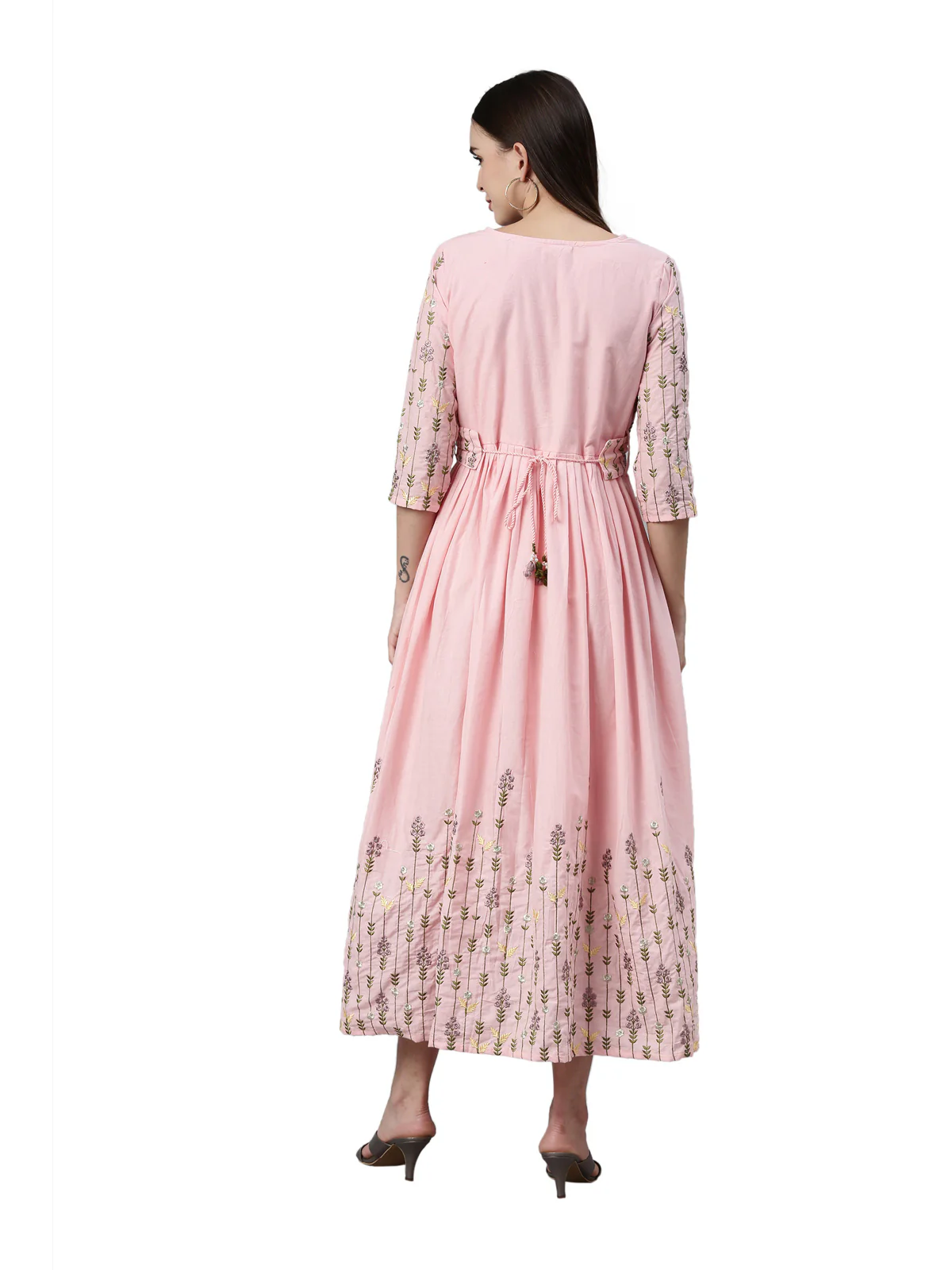 Neerus Pink Color Cotton Fabric Kurta - Image 5