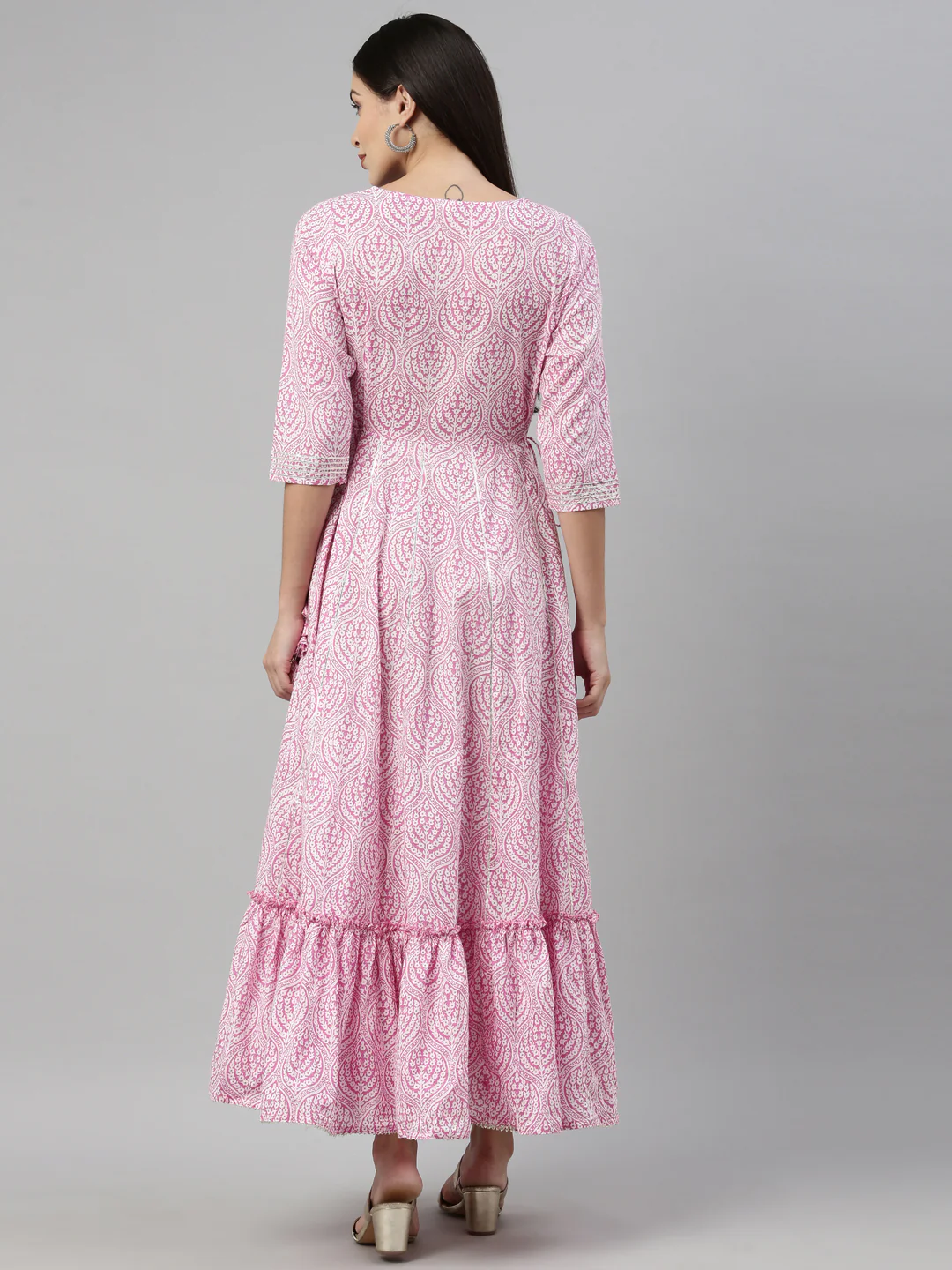 Neerus Pink Color Cotton Fabric Kurta - Image 5
