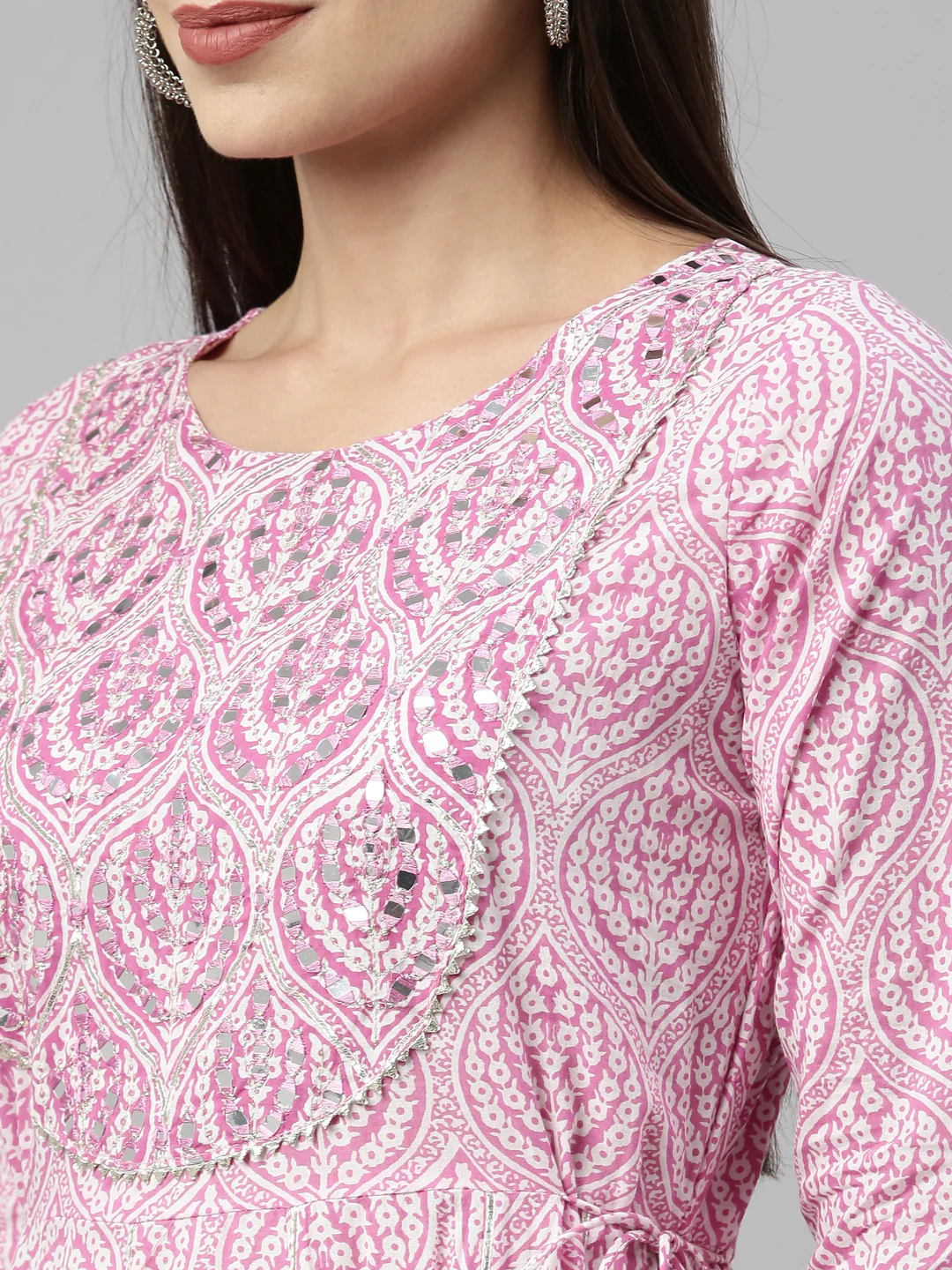 Neerus Pink Color Cotton Fabric Kurta - Image 8