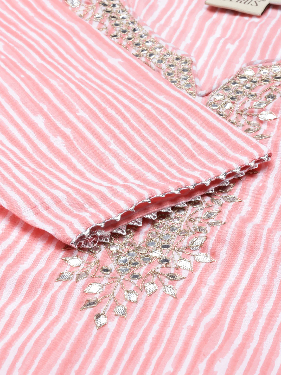 Neerus Pink Color Cotton Fabric Kurta Set - Image 3