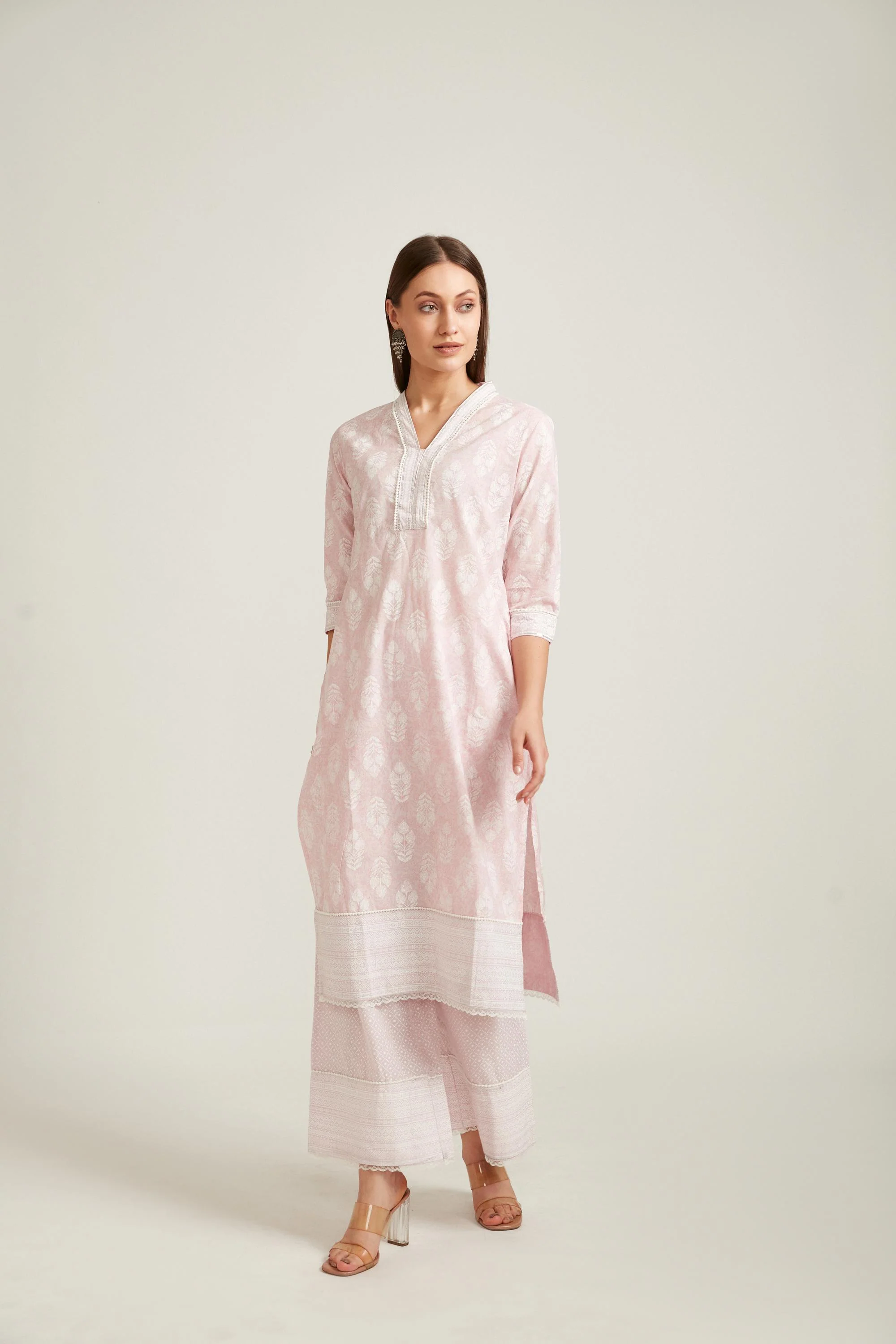 Neerus Pink Color Cotton Fabric Salwar Kameez - Image 3