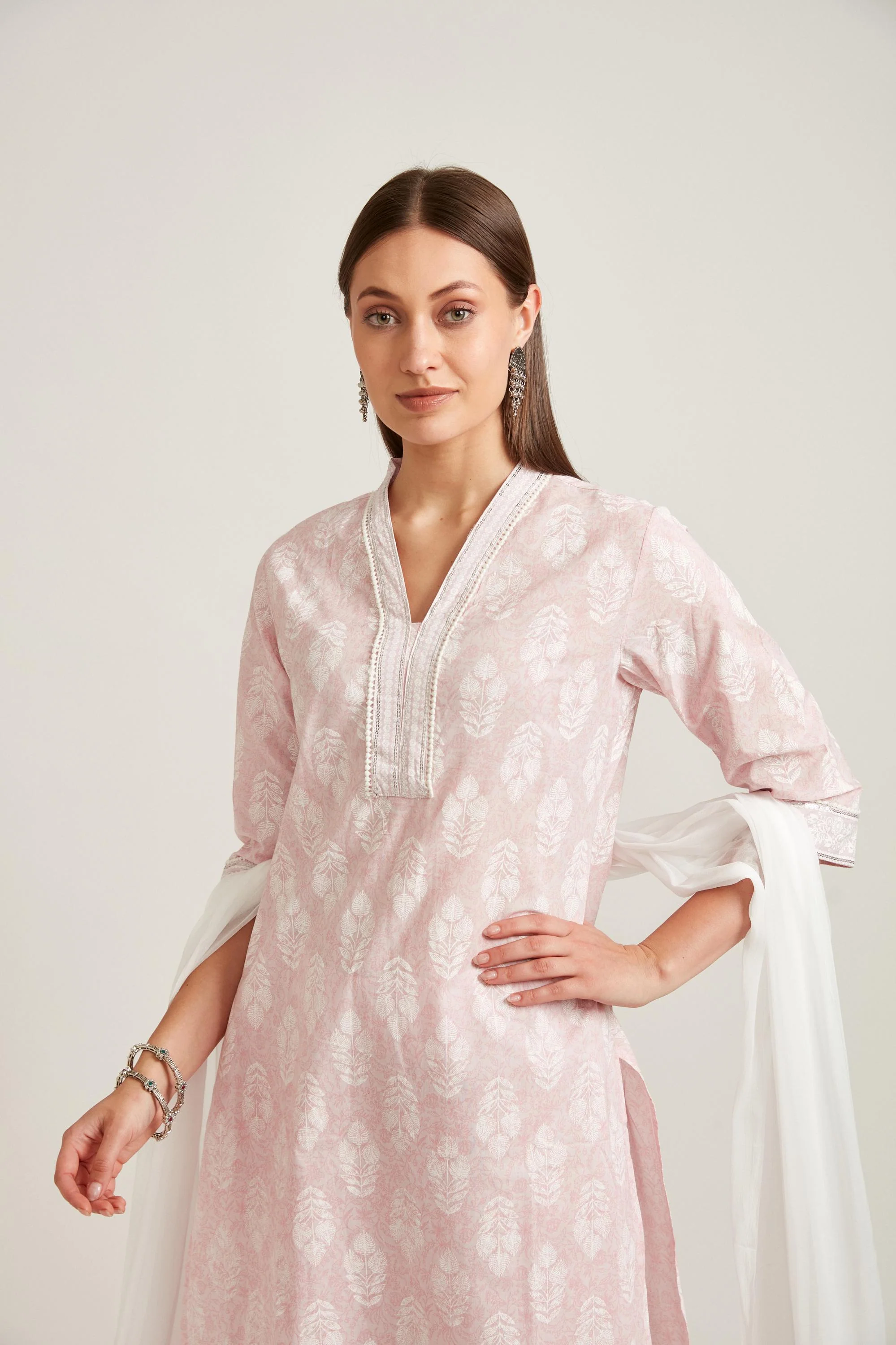 Neerus Pink Color Cotton Fabric Salwar Kameez - Image 6