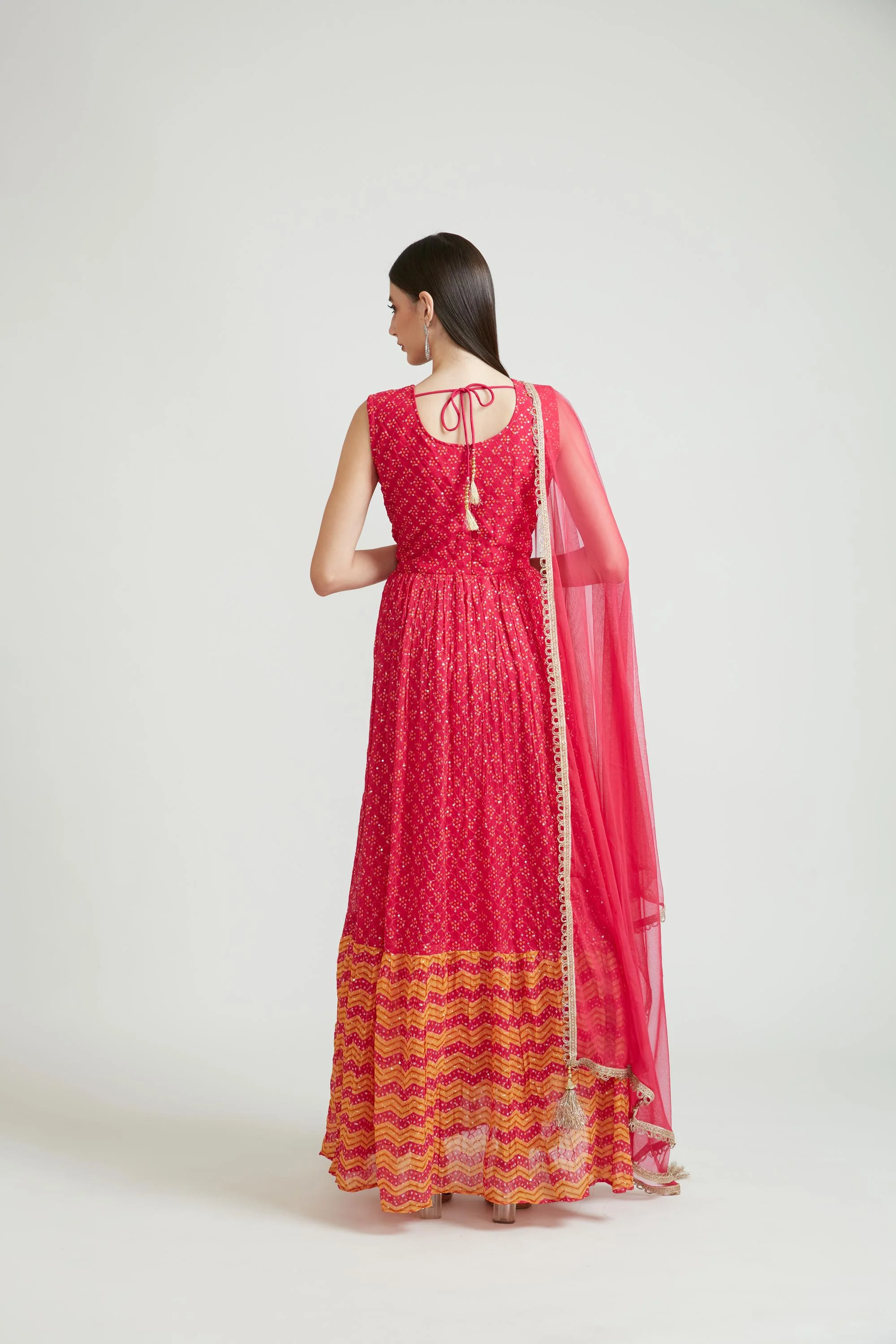 Neerus Pink Color Georgette Fabric Anarkali Suit Set - Image 5
