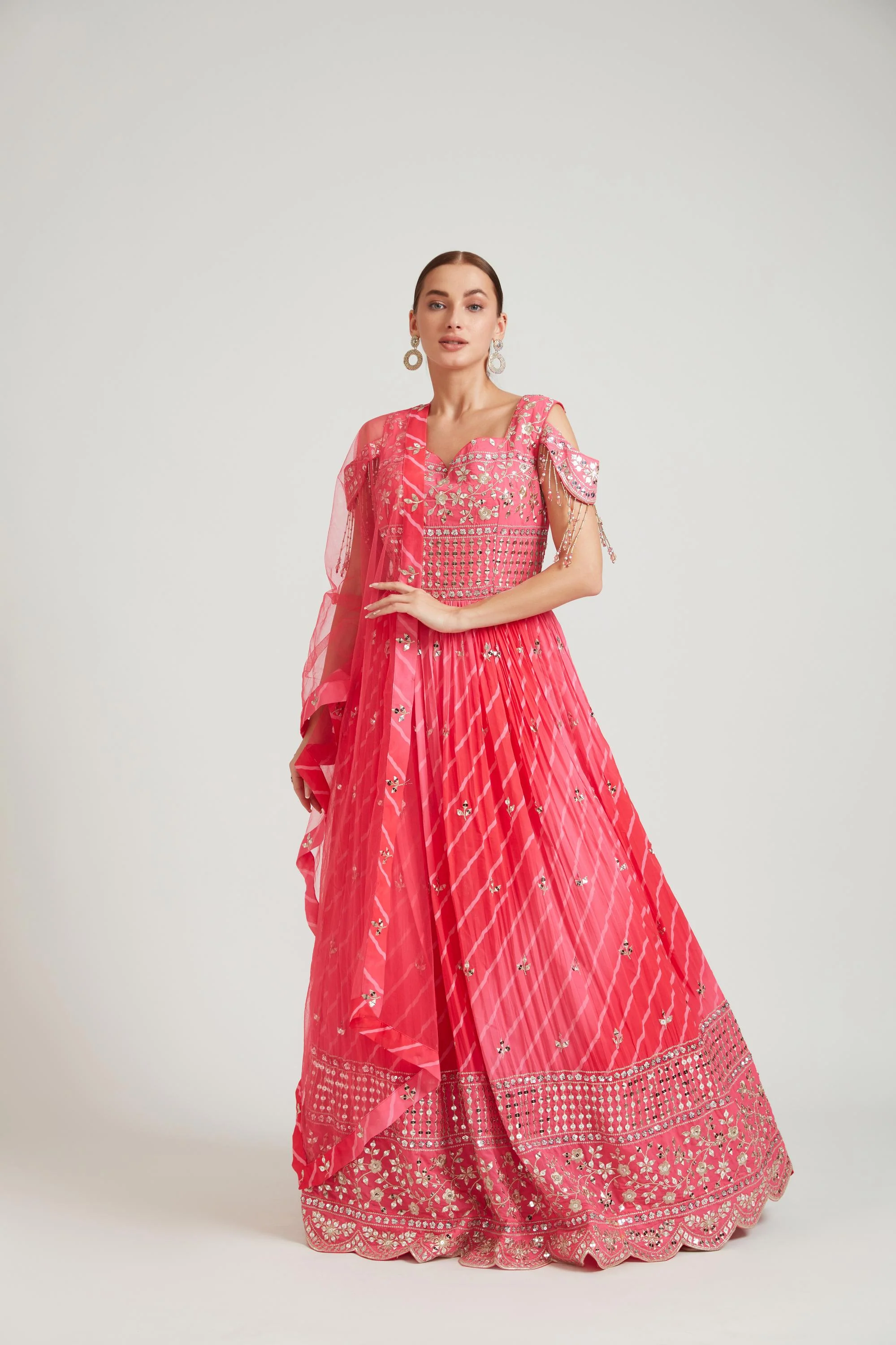 Neerus Pink Color Georgette Fabric Gown - Image 6