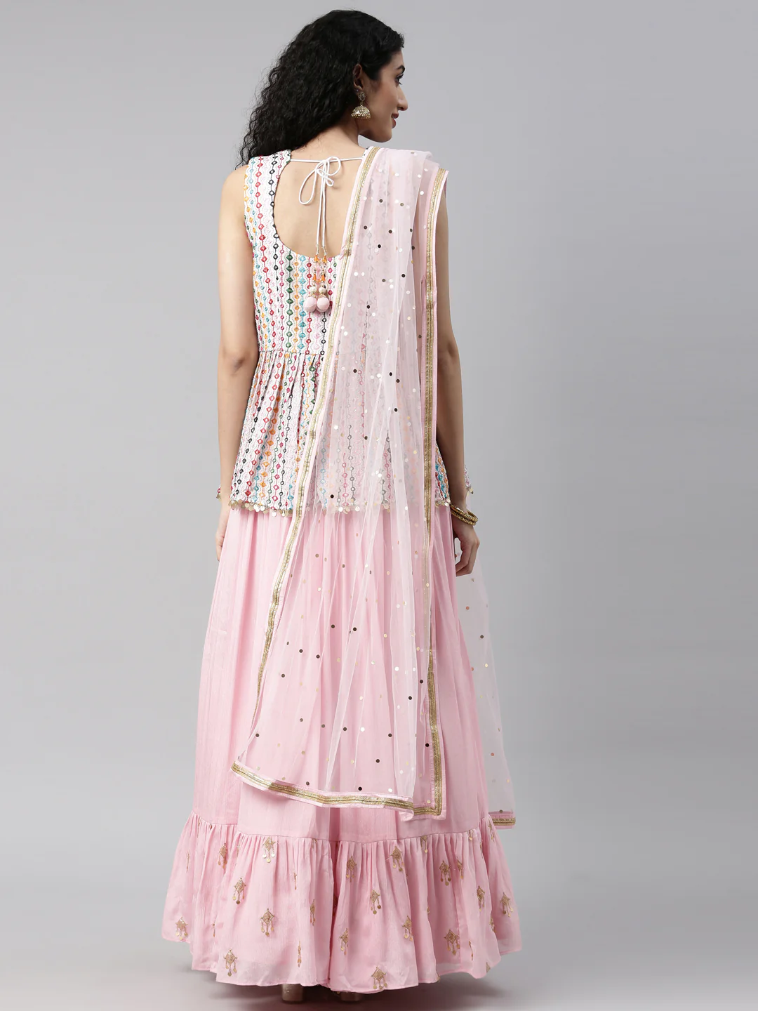 Neerus Pink Color Georgette Fabric Kurta Set - Image 10