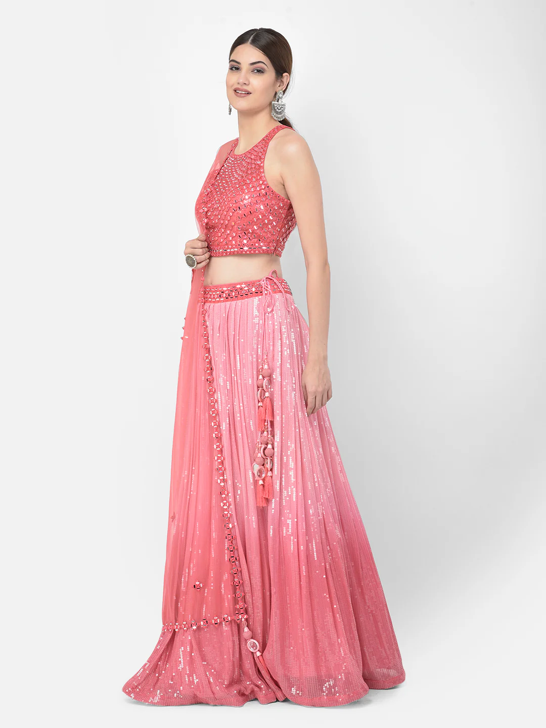 Neerus Pink Color Georgette Fabric Lehenga Choli - Image 2