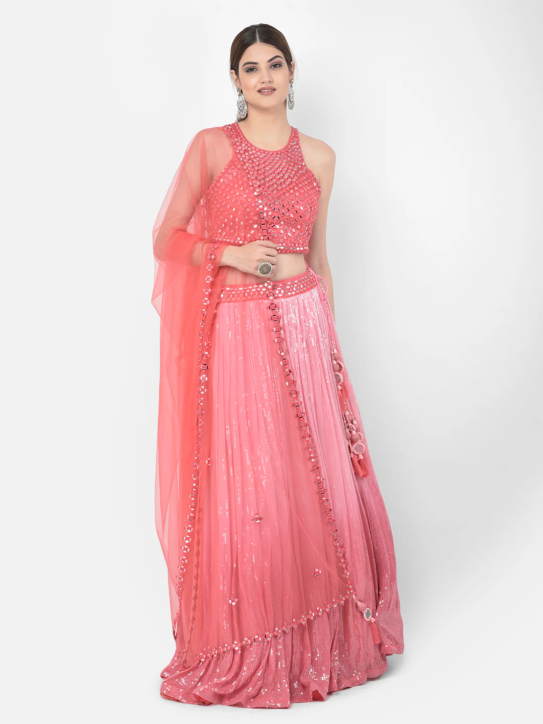 Neerus Pink Color Georgette Fabric Lehenga Choli - Image 8