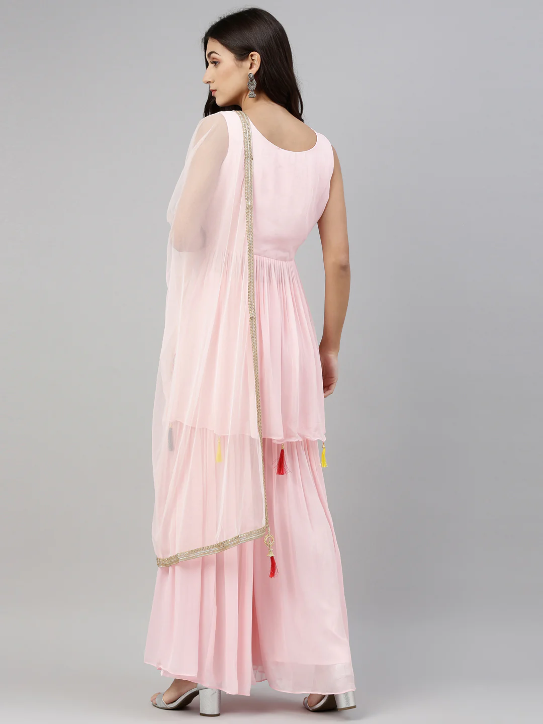 Neerus Pink Color Georgette Fabric Suit-Short Anarkali - Image 8